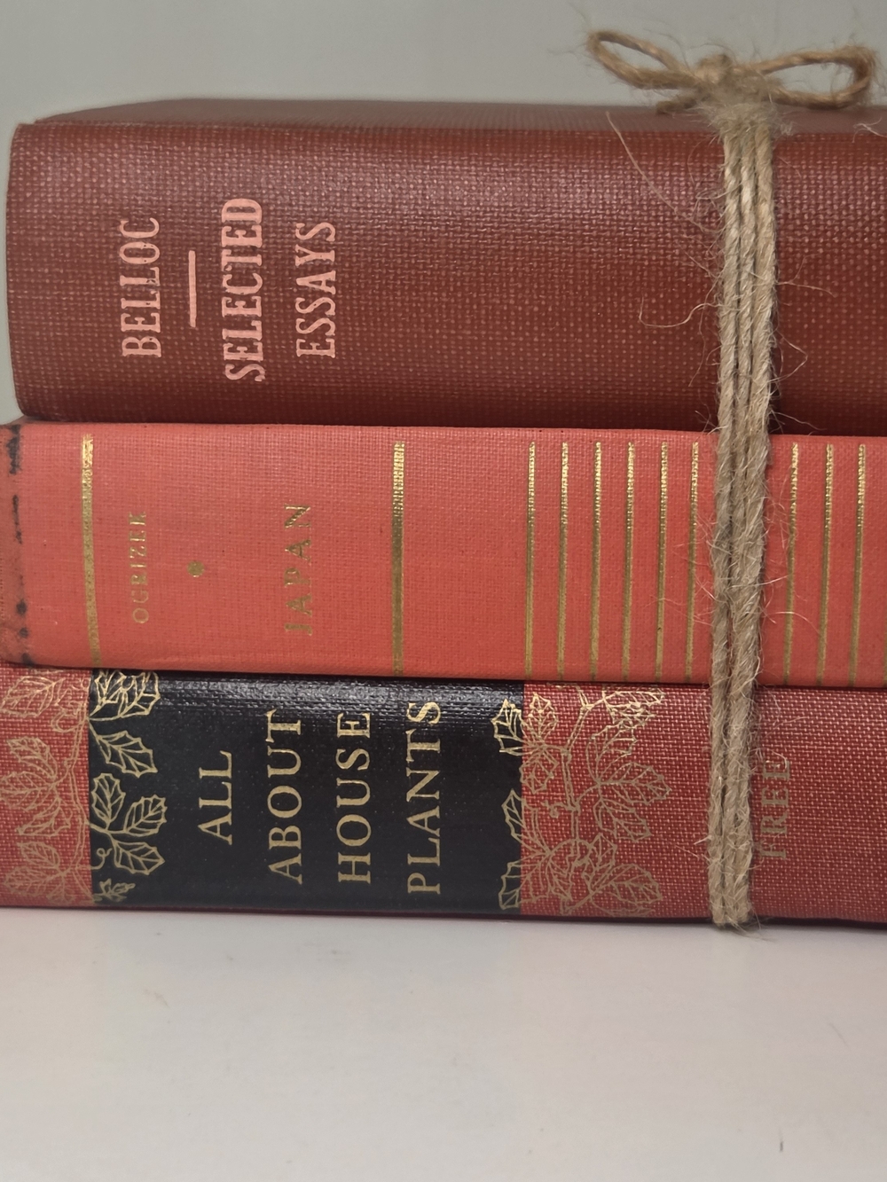 Vintage Crimson Black & Red Decorative Book Stack Set of 3 Curated Hardcovers